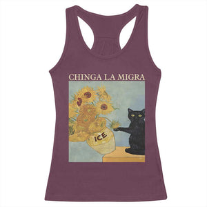 Chinga la Migra Racerback Tank Top Subtle FDT Black Cat Meme Van Gogh Art TS10 Maroon Print Your Wear