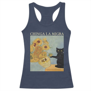 Chinga la Migra Racerback Tank Top Subtle FDT Black Cat Meme Van Gogh Art TS10 Navy Print Your Wear