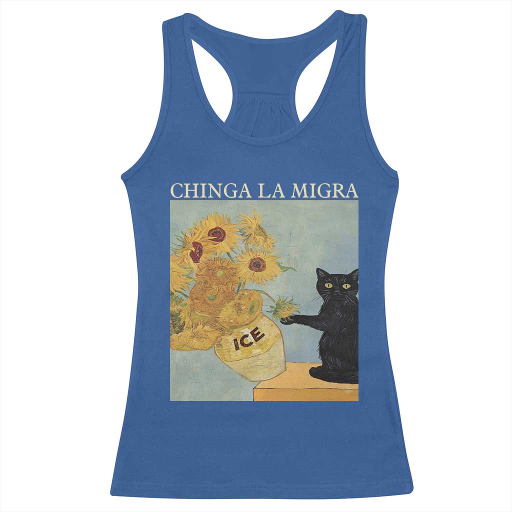 Chinga la Migra Racerback Tank Top Subtle FDT Black Cat Meme Van Gogh Art TS10 Royal Blue Print Your Wear