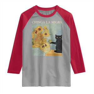 Chinga la Migra Raglan Shirt Subtle FDT Black Cat Meme Van Gogh Art TS10 Sport Gray Red Print Your Wear