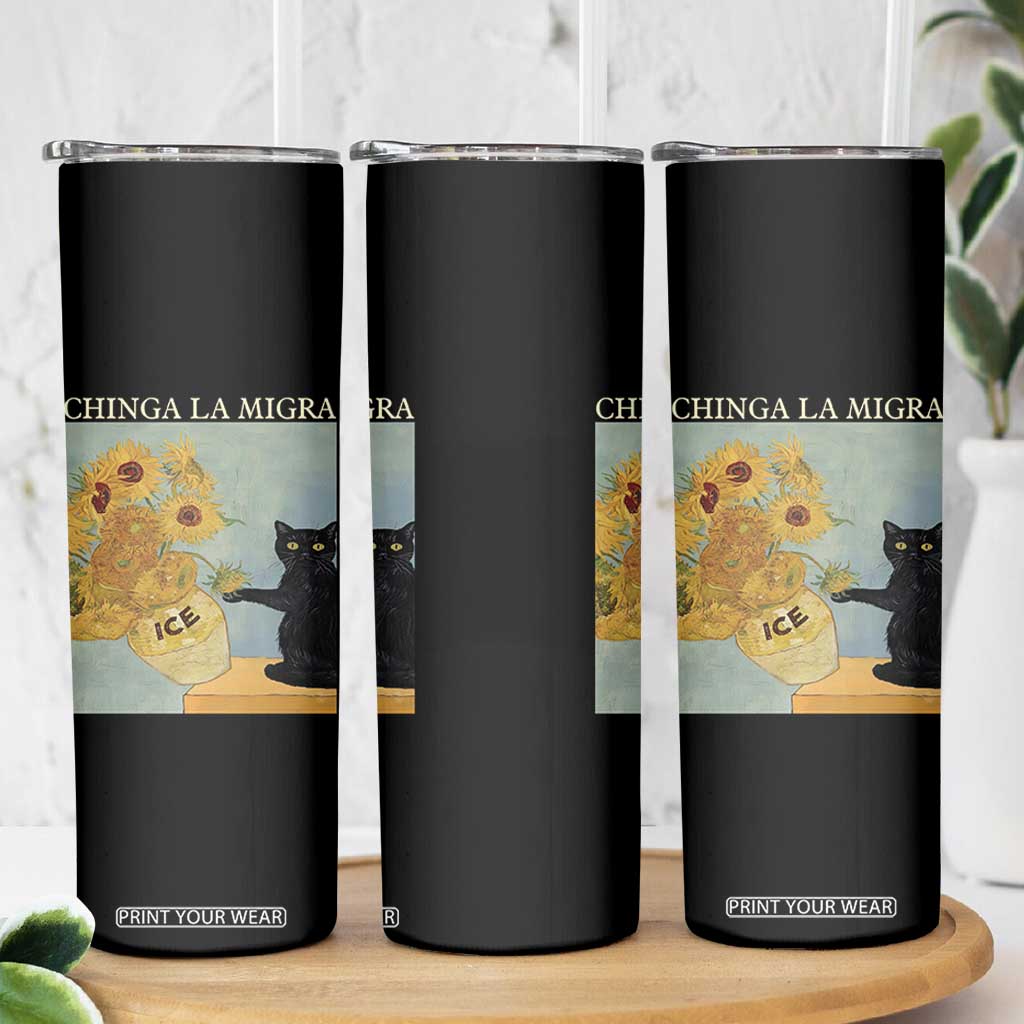 Chinga la Migra Skinny Tumbler Subtle FDT Black Cat Meme Van Gogh Art TS10 Print Your Wear