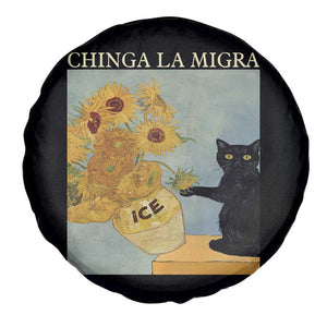 Chinga la Migra Spare Tire Cover Subtle FDT Black Cat Meme Van Gogh Art TS10 Print Your Wear