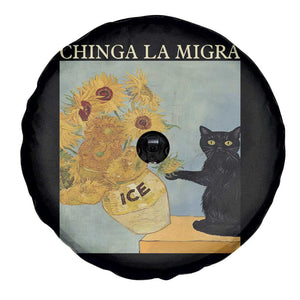 Chinga la Migra Spare Tire Cover Subtle FDT Black Cat Meme Van Gogh Art TS10 Print Your Wear