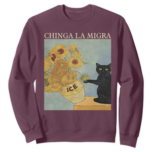 Chinga la Migra Sweatshirt Subtle FDT Black Cat Meme Van Gogh Art TS10 Maroon Print Your Wear