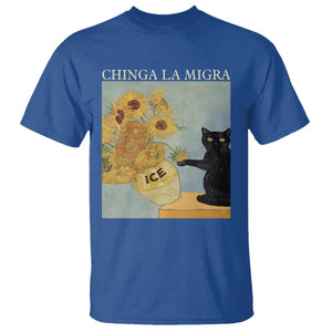 Chinga la Migra T Shirt - Subtle FDT Black Cat Meme Van Gogh Art Political Protest Tee TS10 Royal Blue Print Your Wear