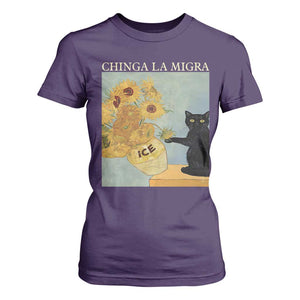 Chinga la Migra T Shirt For Women Subtle FDT Black Cat Meme Van Gogh Art TS10 Purple Print Your Wear