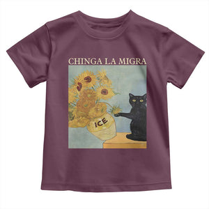 Chinga la Migra Toddler T Shirt Subtle FDT Black Cat Meme Van Gogh Art TS10 Maroon Print Your Wear