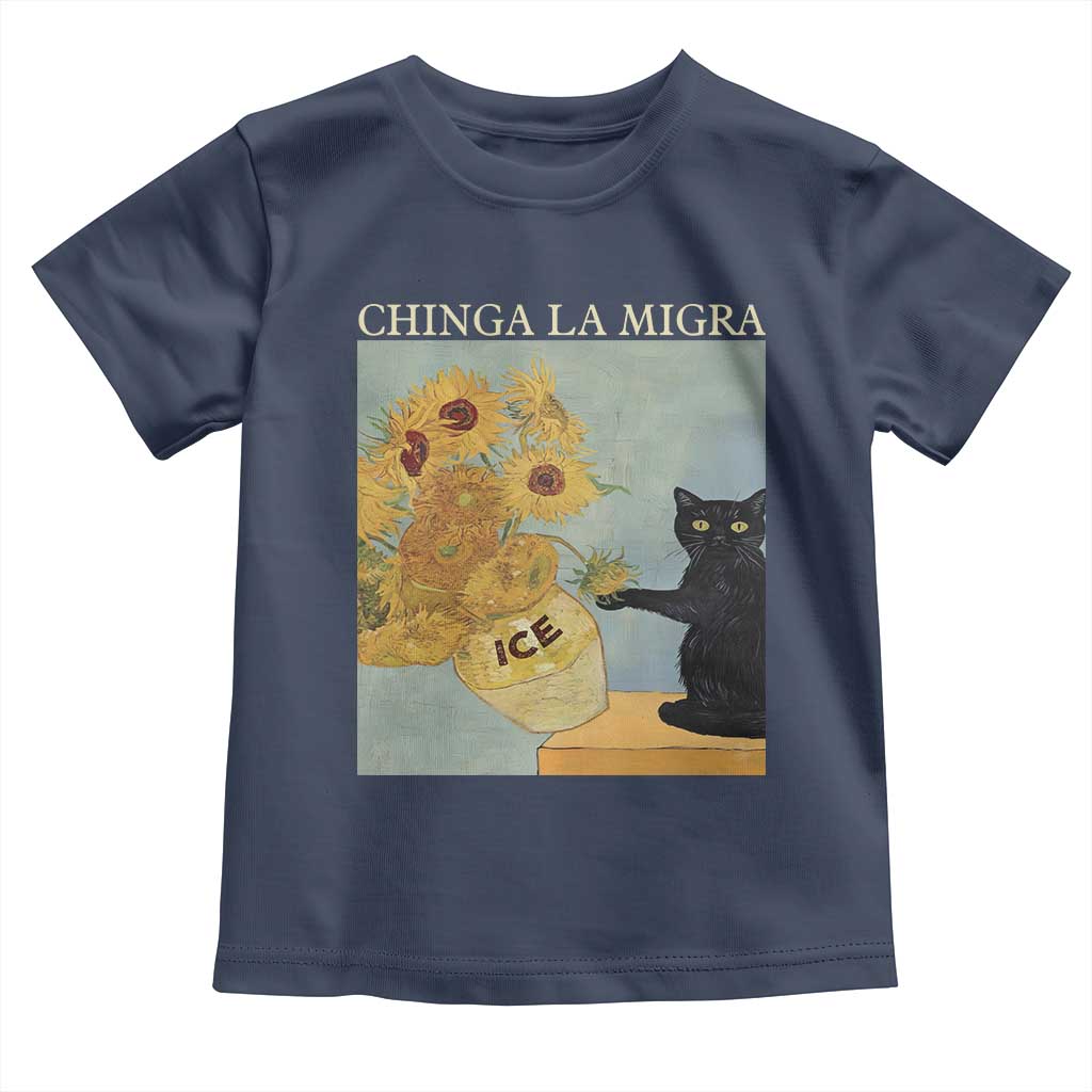 Chinga la Migra Toddler T Shirt Subtle FDT Black Cat Meme Van Gogh Art TS10 Navy Print Your Wear