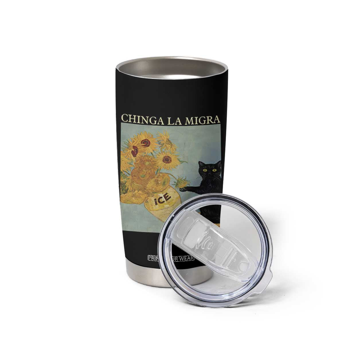 Chinga la Migra Tumbler Cup Subtle FDT Black Cat Meme Van Gogh Art TS10 Print Your Wear