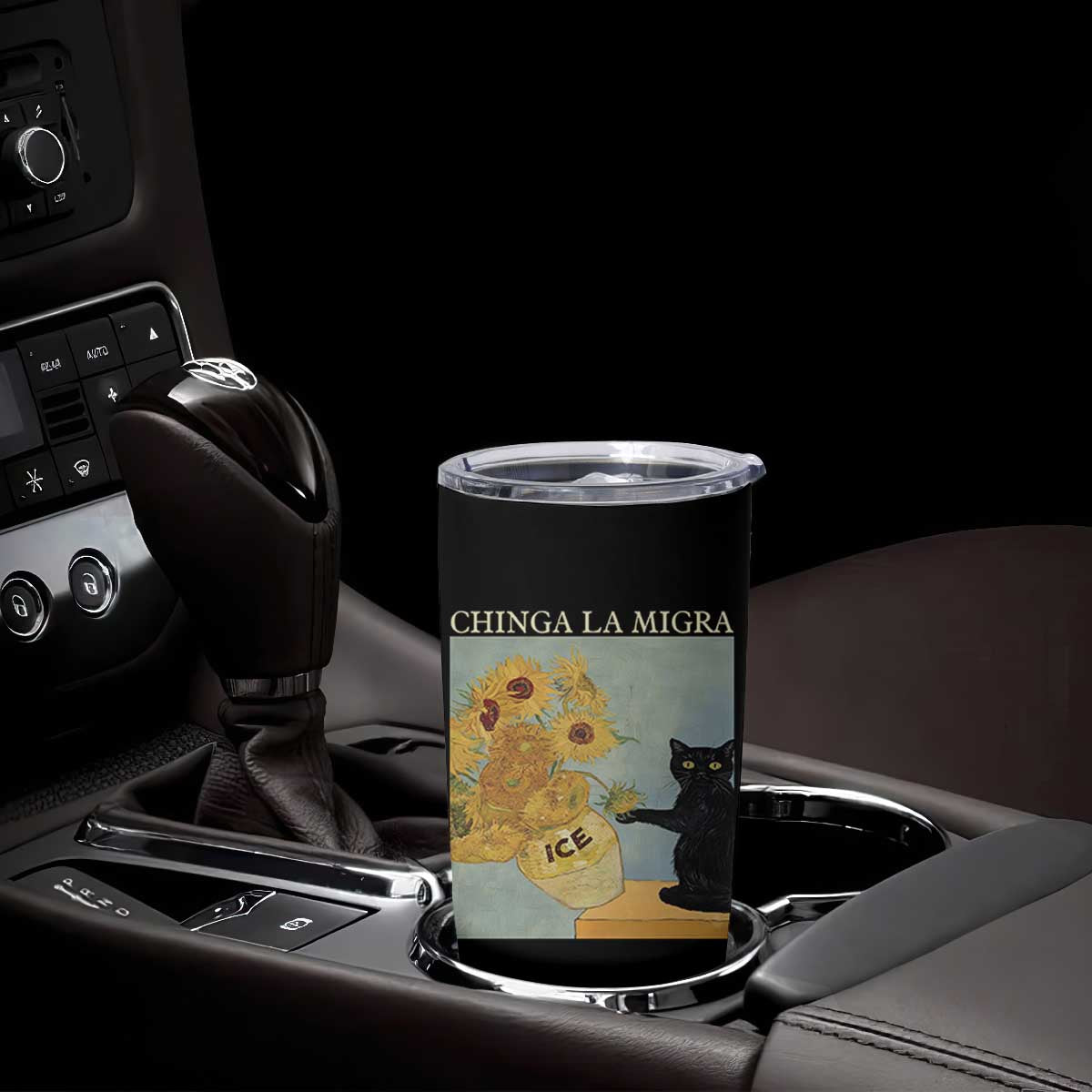 Chinga la Migra Tumbler Cup Subtle FDT Black Cat Meme Van Gogh Art TS10 Print Your Wear