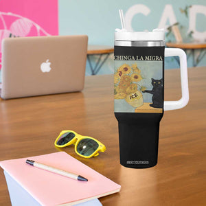 Chinga la Migra Tumbler With Handle Subtle FDT Black Cat Meme Van Gogh Art TS10 Print Your Wear