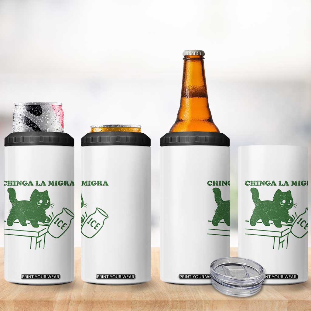Chinga la Migra 4 in 1 Can Cooler Tumbler Funny Subtle FDT Cat Meme TS10 Print Your Wear