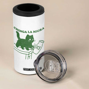 Chinga la Migra 4 in 1 Can Cooler Tumbler Funny Subtle FDT Cat Meme TS10 Print Your Wear