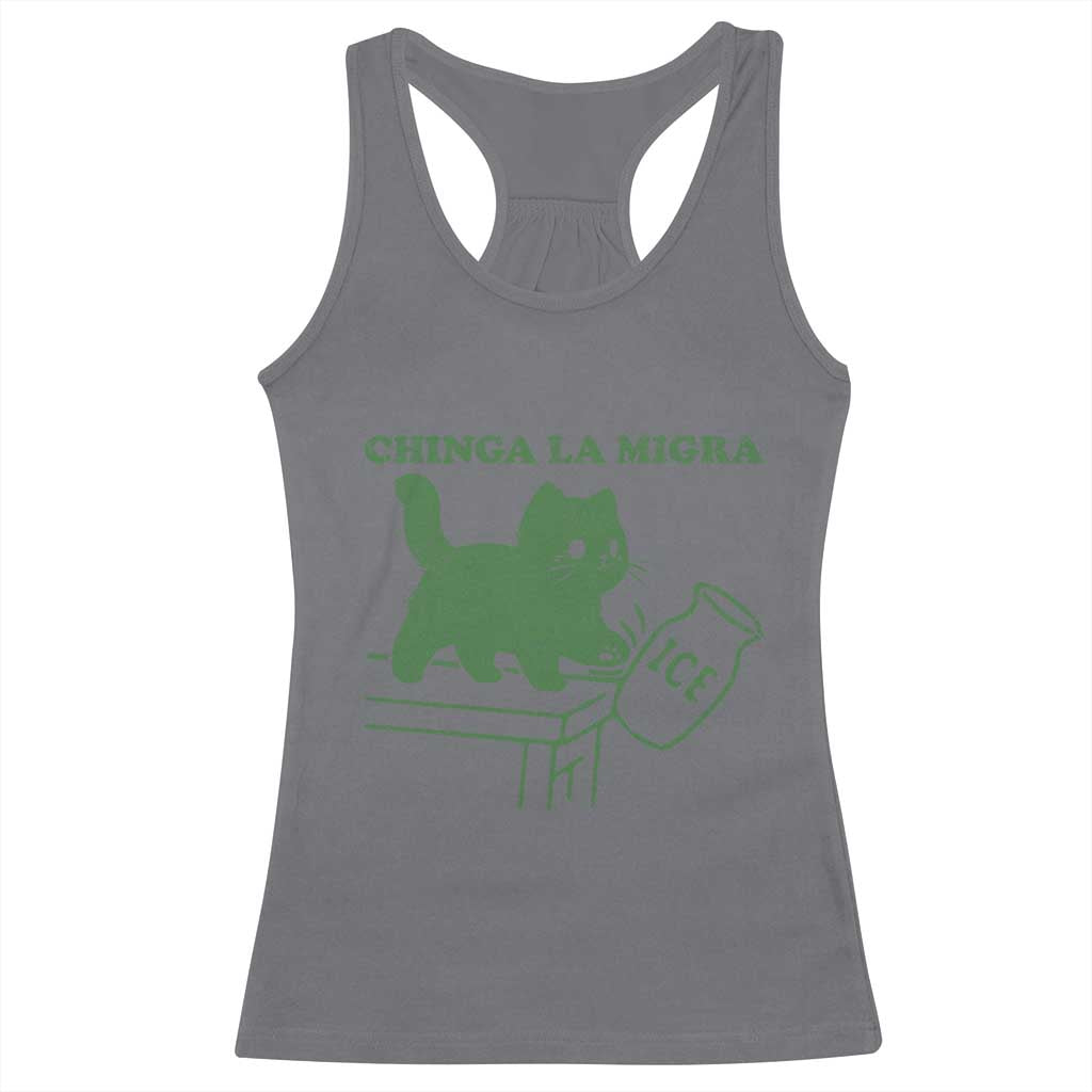 Chinga la Migra Racerback Tank Top Funny Subtle FDT Cat Meme TS10 Charcoal Print Your Wear