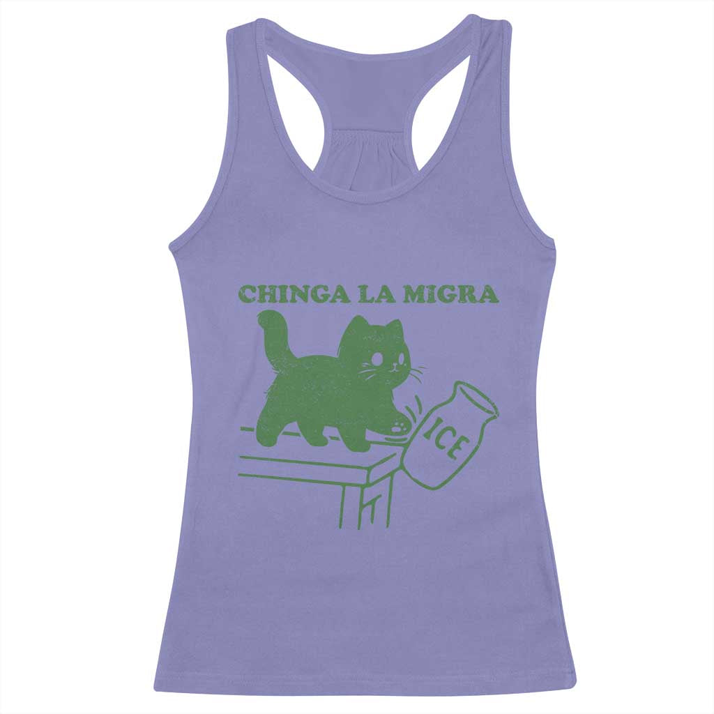 Chinga la Migra Racerback Tank Top Funny Subtle FDT Cat Meme TS10 Violet Print Your Wear