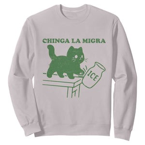 Chinga la Migra Sweatshirt Funny Subtle FDT Cat Meme TS10 Ice Gray Print Your Wear