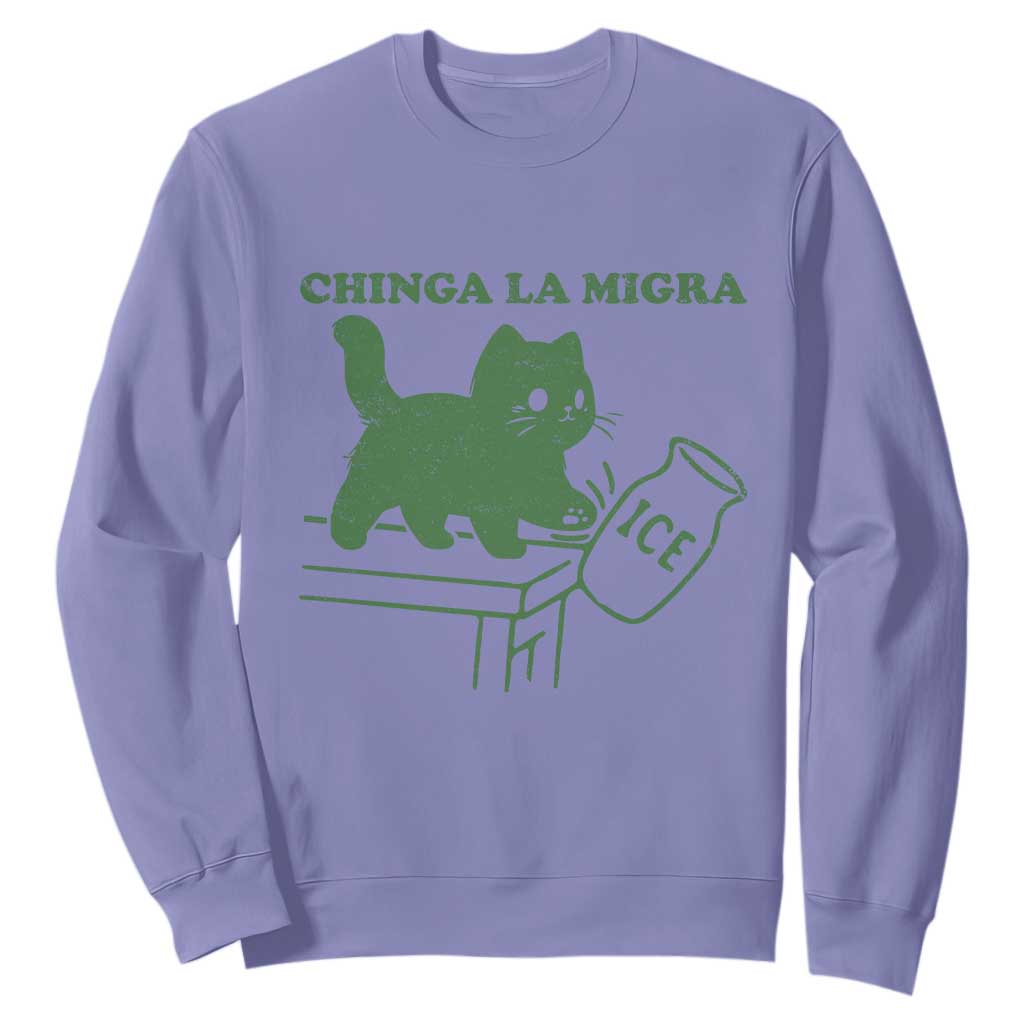 Chinga la Migra Sweatshirt Funny Subtle FDT Cat Meme TS10 Violet Print Your Wear