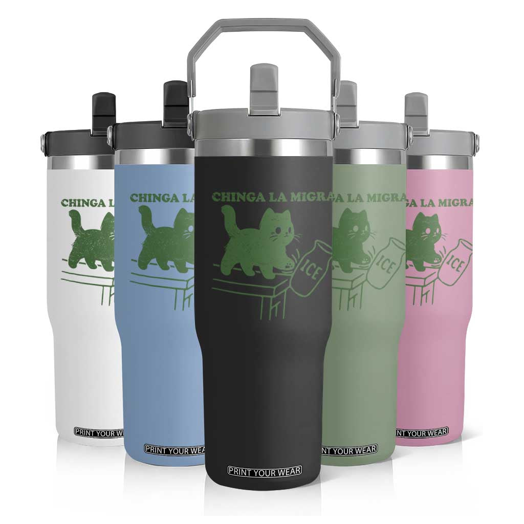 Chinga la Migra Flip Straw Tumbler Funny Subtle FDT Cat Meme TS10 Print Your Wear