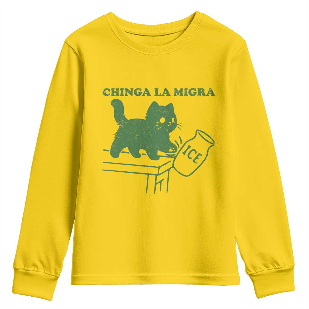 Chinga la Migra Youth Sweatshirt Funny Subtle FDT Cat Meme TS10 Daisy Print Your Wear