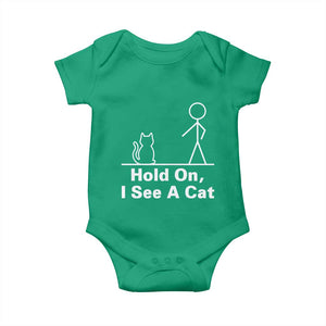 Hold On I See A Cat Baby Onesie Funny Cat Person Stick Figure Graphic TS10 Irish Green Print Your Wear
