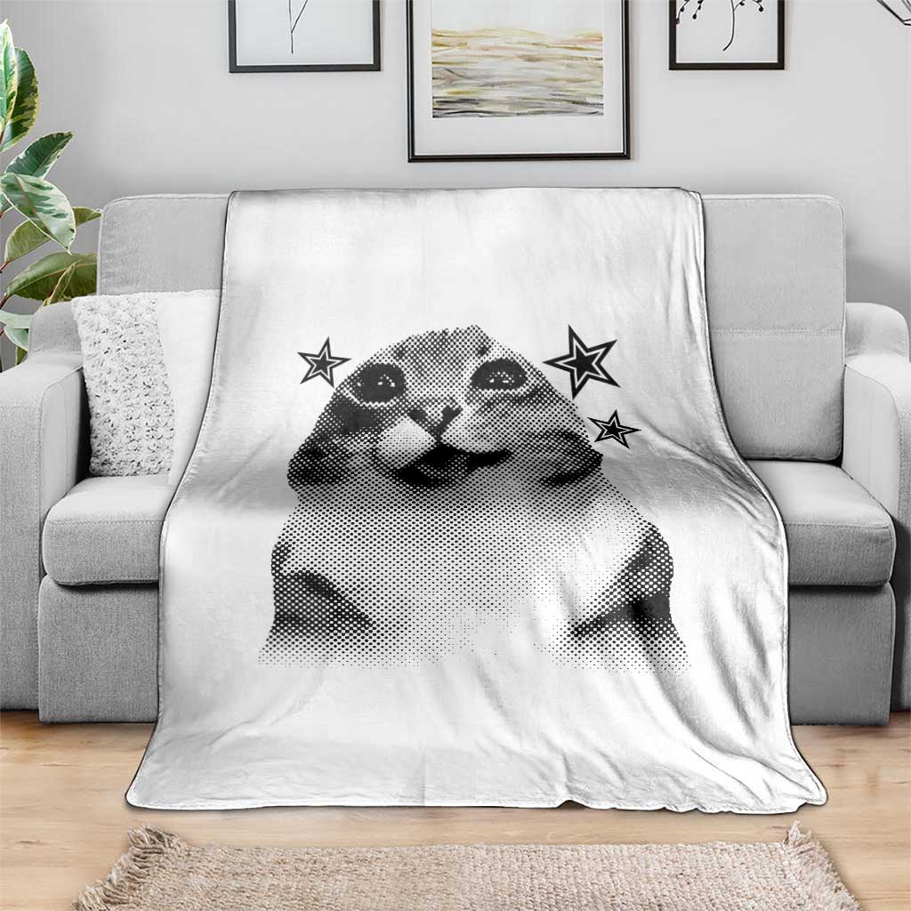 Funny Y2k Cat Meme Throw Blanket Vintage Retro Silly Cats Cats lover Gift TS10 Print Your Wear