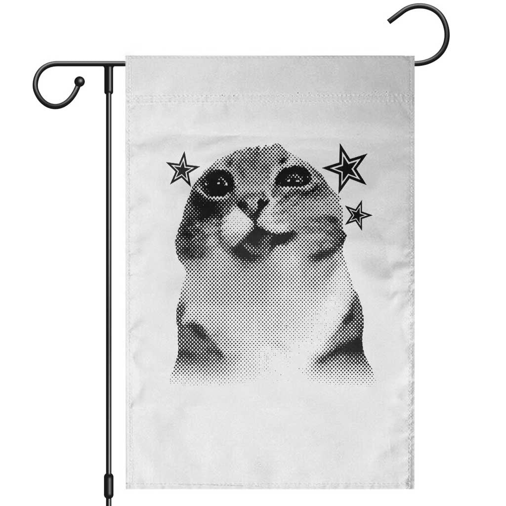 Funny Y2k Cat Meme Garden Flag Vintage Retro Silly Cats Cats lover Gift TS10 White Print Your Wear