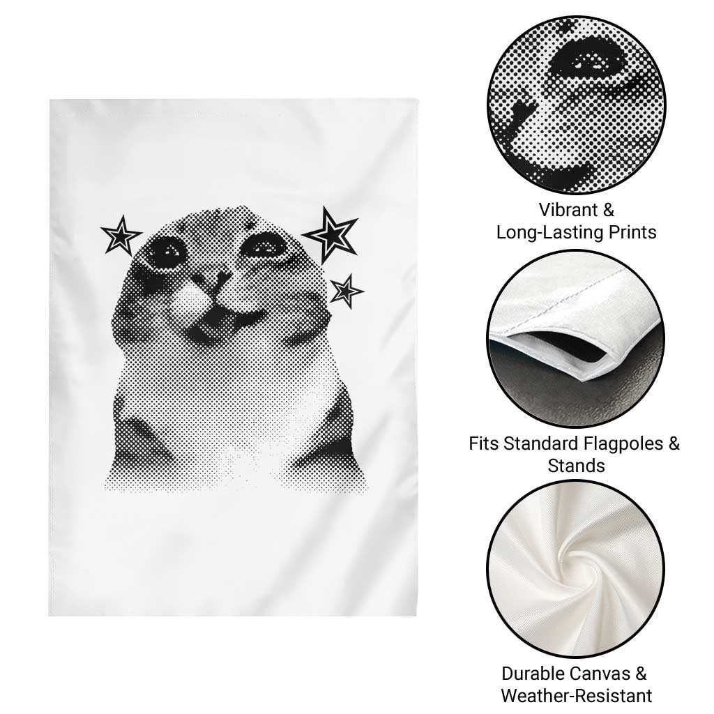 Funny Y2k Cat Meme Garden Flag Vintage Retro Silly Cats Cats lover Gift TS10 Print Your Wear