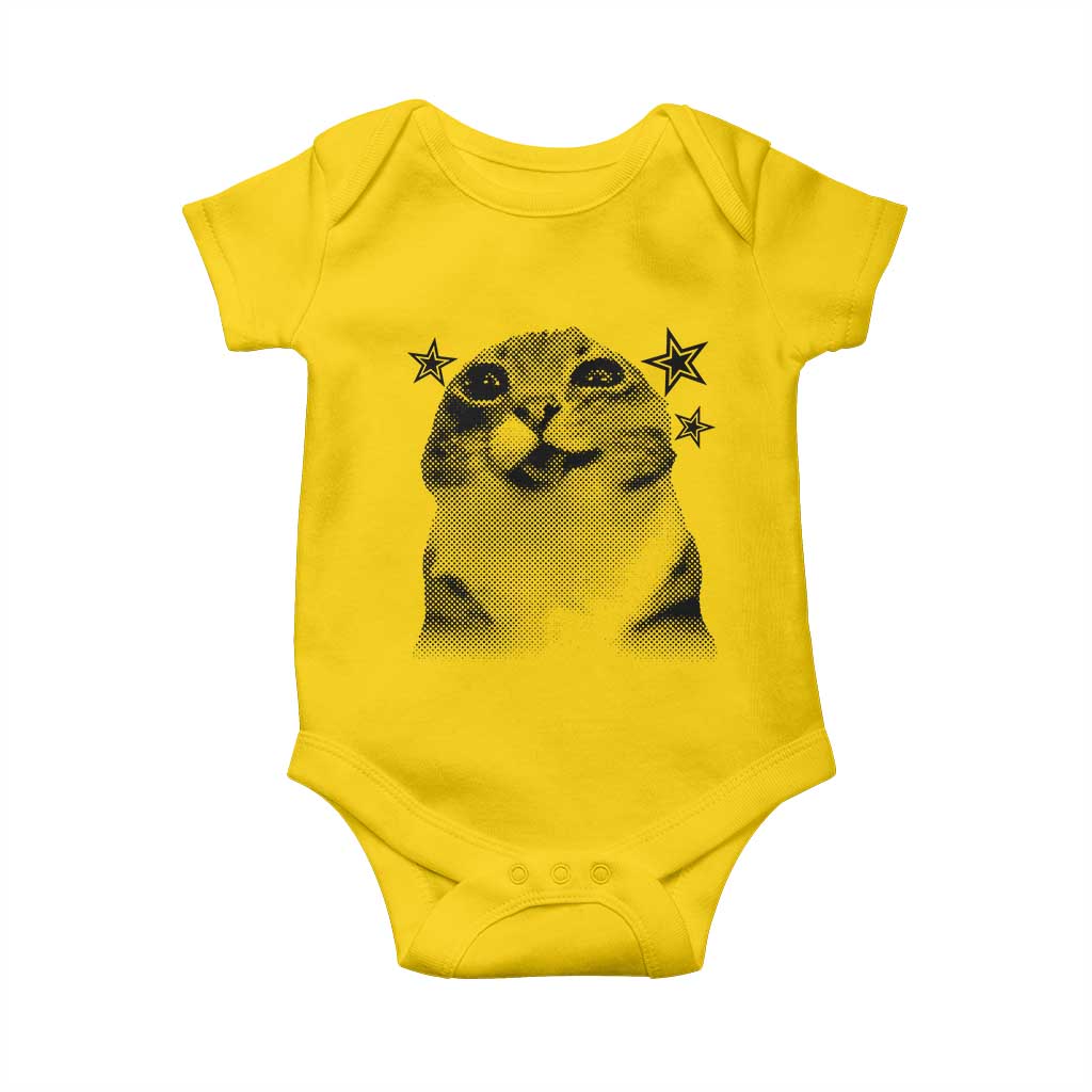 Funny Y2k Cat Meme Baby Onesie Vintage Retro Silly Cats Cats lover Gift TS10 Daisy Print Your Wear