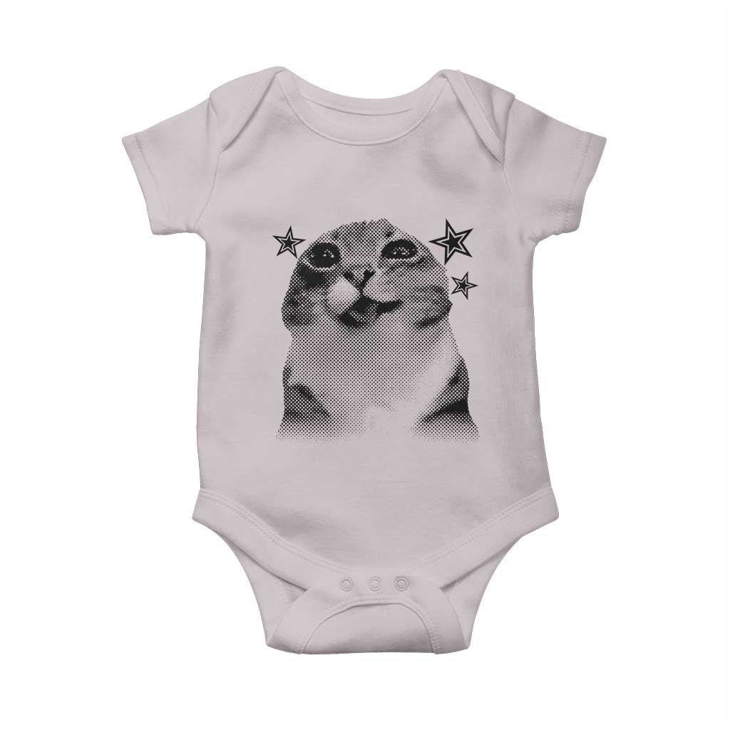 Funny Y2k Cat Meme Baby Onesie Vintage Retro Silly Cats Cats lover Gift TS10 Ice Gray Print Your Wear
