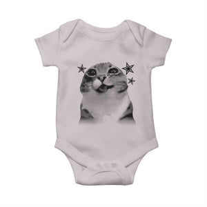 Funny Y2k Cat Meme Baby Onesie Vintage Retro Silly Cats Cats lover Gift TS10 Ice Gray Print Your Wear