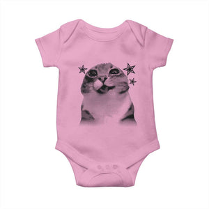 Funny Y2k Cat Meme Baby Onesie Vintage Retro Silly Cats Cats lover Gift TS10 Light Pink Print Your Wear