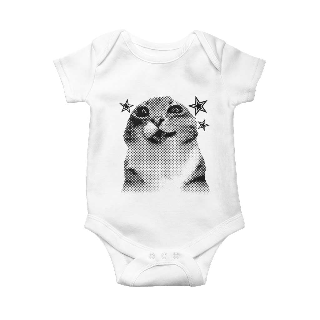 Funny Y2k Cat Meme Baby Onesie Vintage Retro Silly Cats Cats lover Gift TS10 White Print Your Wear