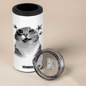 Funny Y2k Cat Meme 4 in 1 Can Cooler Tumbler Vintage Retro Silly Cats Cats lover Gift TS10 Print Your Wear