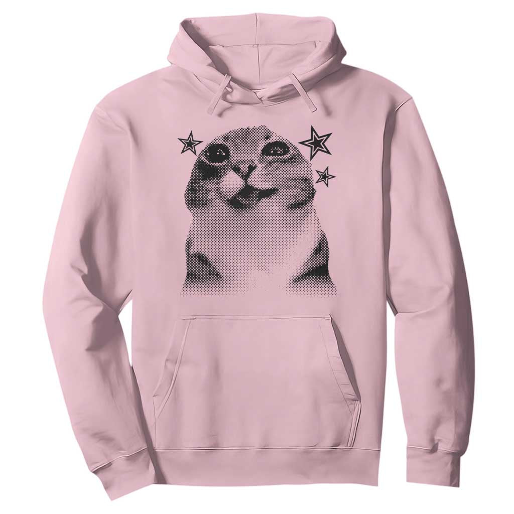 Funny Y2k Cat Meme Hoodie Vintage Retro Silly Cats Cats lover Gift TS10 Light Pink Print Your Wear