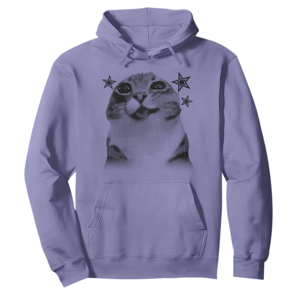 Funny Y2k Cat Meme Hoodie Vintage Retro Silly Cats Cats lover Gift TS10 Violet Print Your Wear