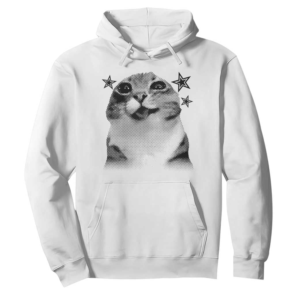 Funny Y2k Cat Meme Hoodie Vintage Retro Silly Cats Cats lover Gift TS10 White Print Your Wear