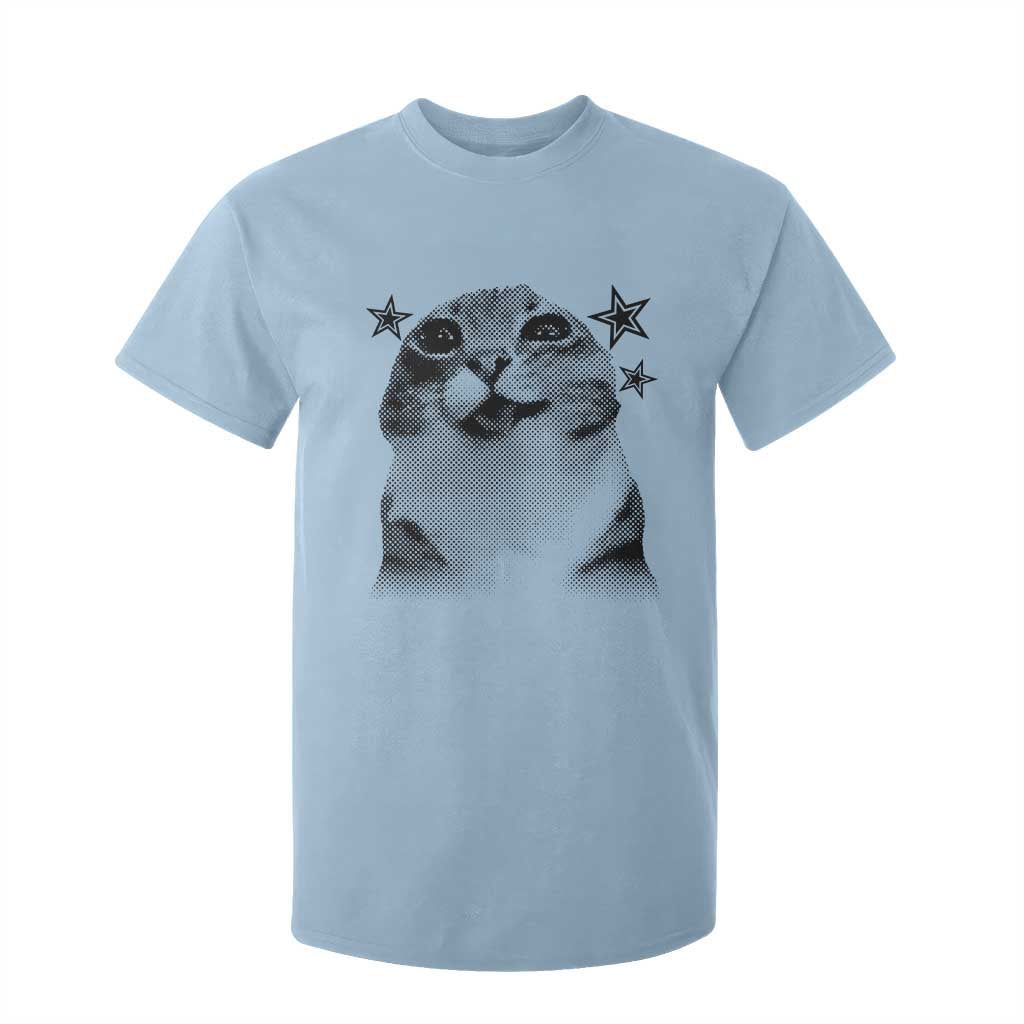 Funny Y2k Cat Meme T Shirt For Kid Vintage Retro Silly Cats Cats lover Gift TS10 Light Blue Print Your Wear