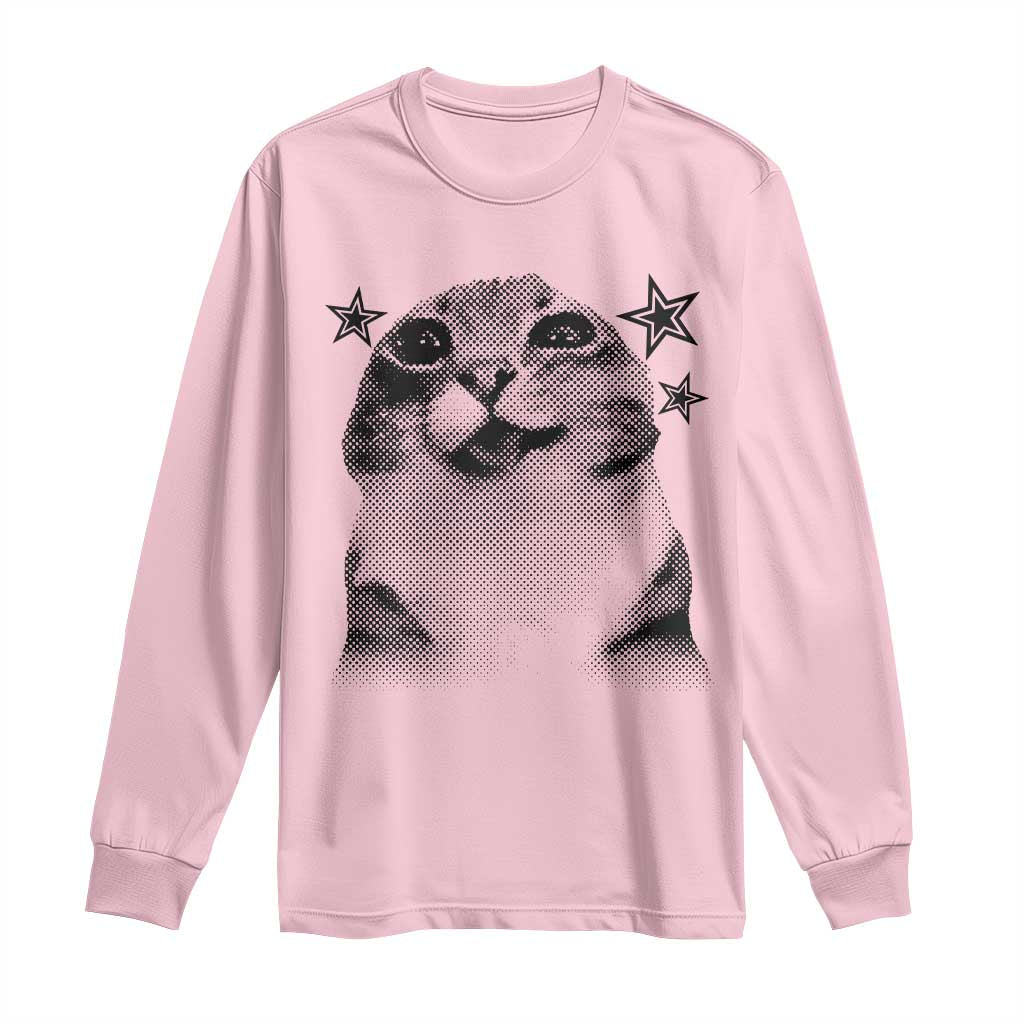 Funny Y2k Cat Meme Long Sleeve Shirt Vintage Retro Silly Cats Cats lover Gift TS10 Light Pink Print Your Wear
