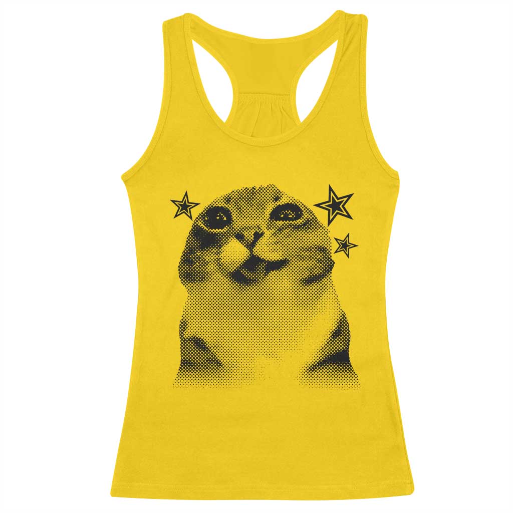 Funny Y2k Cat Meme Racerback Tank Top Vintage Retro Silly Cats Cats lover Gift TS10 Daisy Print Your Wear