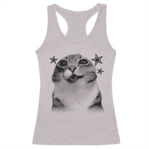 Funny Y2k Cat Meme Racerback Tank Top Vintage Retro Silly Cats Cats lover Gift TS10 Ice Gray Print Your Wear