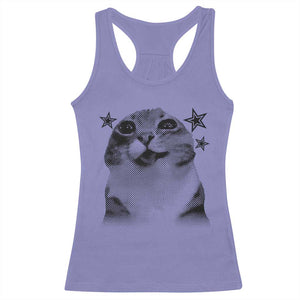 Funny Y2k Cat Meme Racerback Tank Top Vintage Retro Silly Cats Cats lover Gift TS10 Violet Print Your Wear