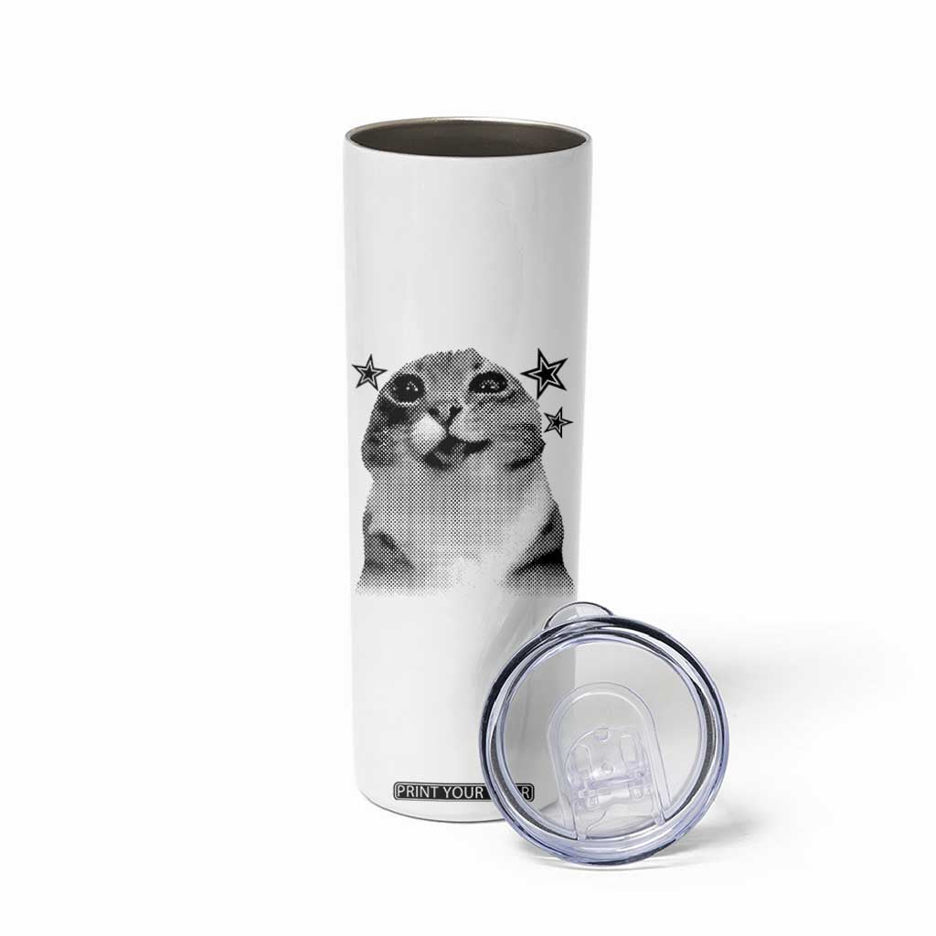 Funny Y2k Cat Meme Skinny Tumbler Vintage Retro Silly Cats Cats lover Gift TS10 Print Your Wear