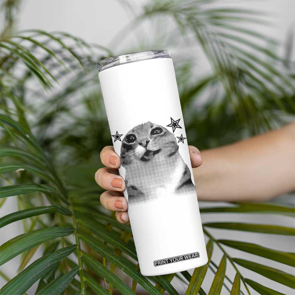 Funny Y2k Cat Meme Skinny Tumbler Vintage Retro Silly Cats Cats lover Gift TS10 Print Your Wear