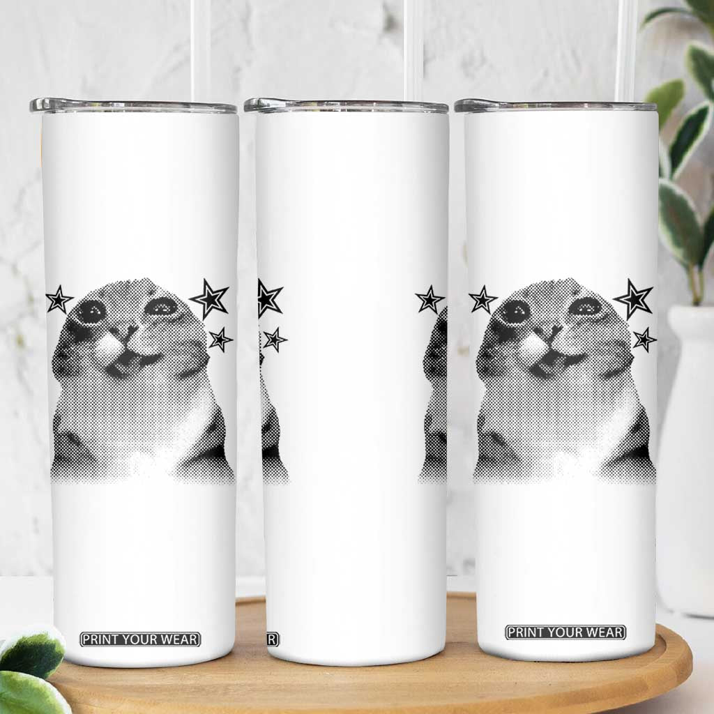 Funny Y2k Cat Meme Skinny Tumbler Vintage Retro Silly Cats Cats lover Gift TS10 Print Your Wear