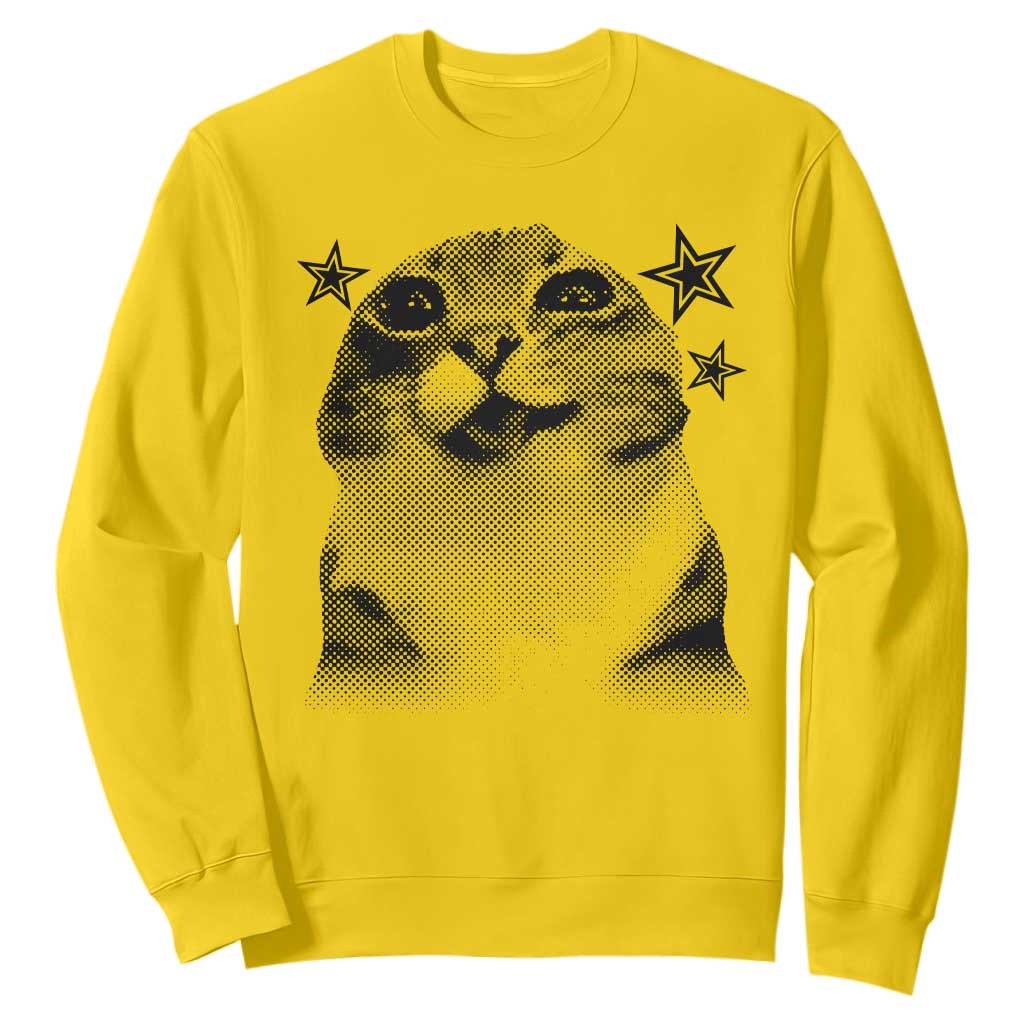 Funny Y2k Cat Meme Sweatshirt Vintage Retro Silly Cats Cats lover Gift TS10 Daisy Print Your Wear