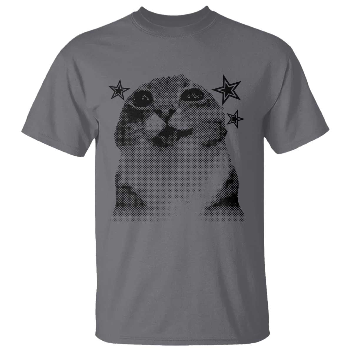 Funny Y2k Cat Meme T Shirt Vintage Retro Silly Cats Cats lover Gift TS10 Charcoal Print Your Wear