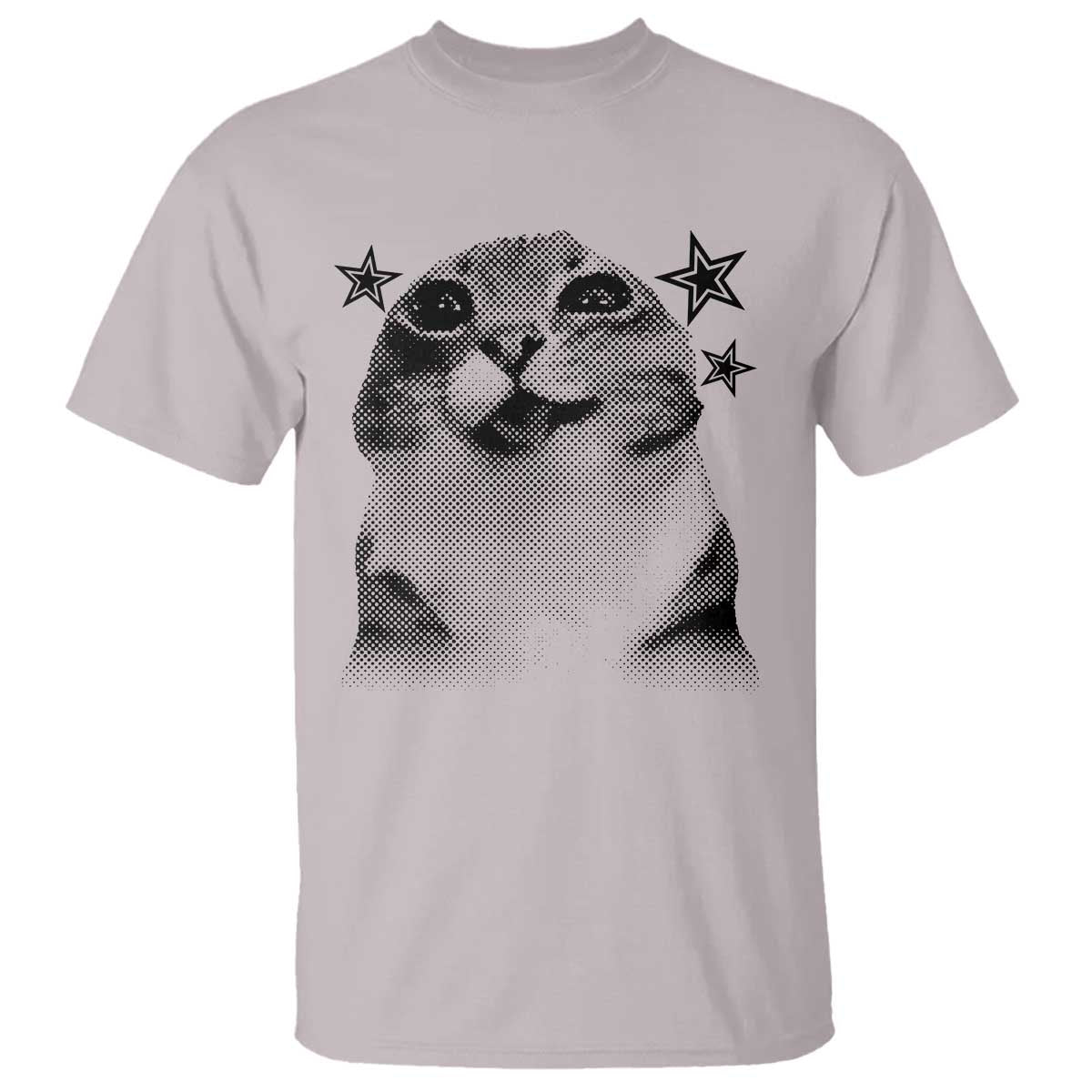Funny Y2k Cat Meme T Shirt Vintage Retro Silly Cats Cats lover Gift TS10 Ice Gray Print Your Wear