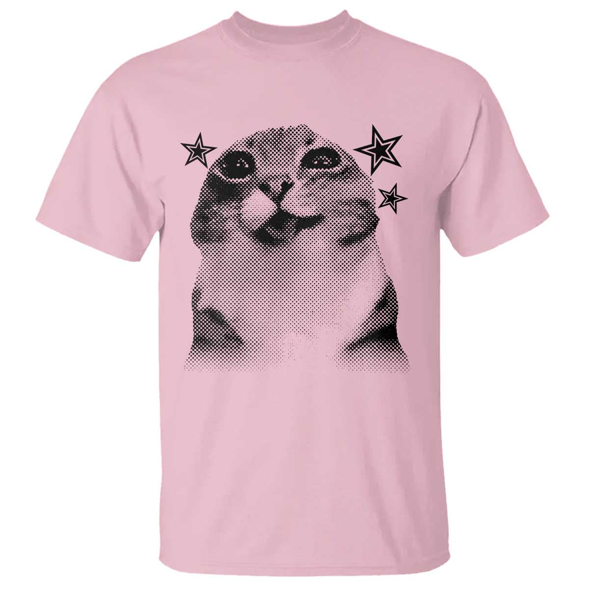 Funny Y2k Cat Meme T Shirt Vintage Retro Silly Cats Cats lover Gift TS10 Light Pink Print Your Wear