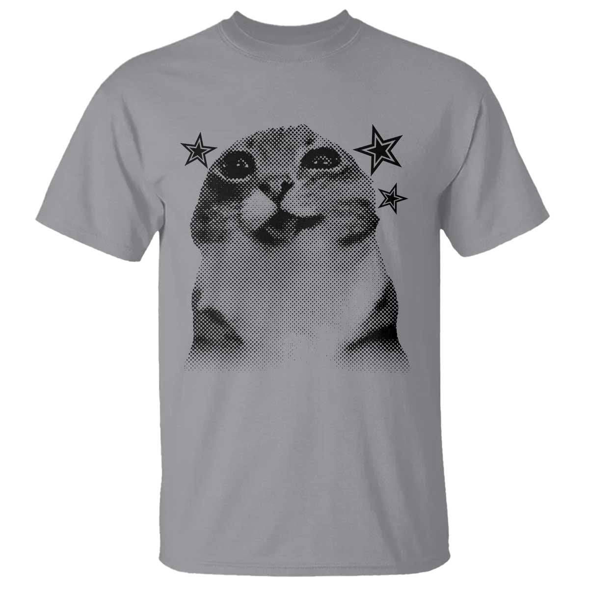 Funny Y2k Cat Meme T Shirt Vintage Retro Silly Cats Cats lover Gift TS10 Sport Gray Print Your Wear