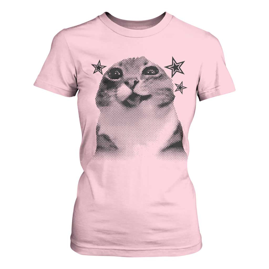 Funny Y2k Cat Meme T Shirt For Women Vintage Retro Silly Cats Cats lover Gift TS10 Light Pink Print Your Wear